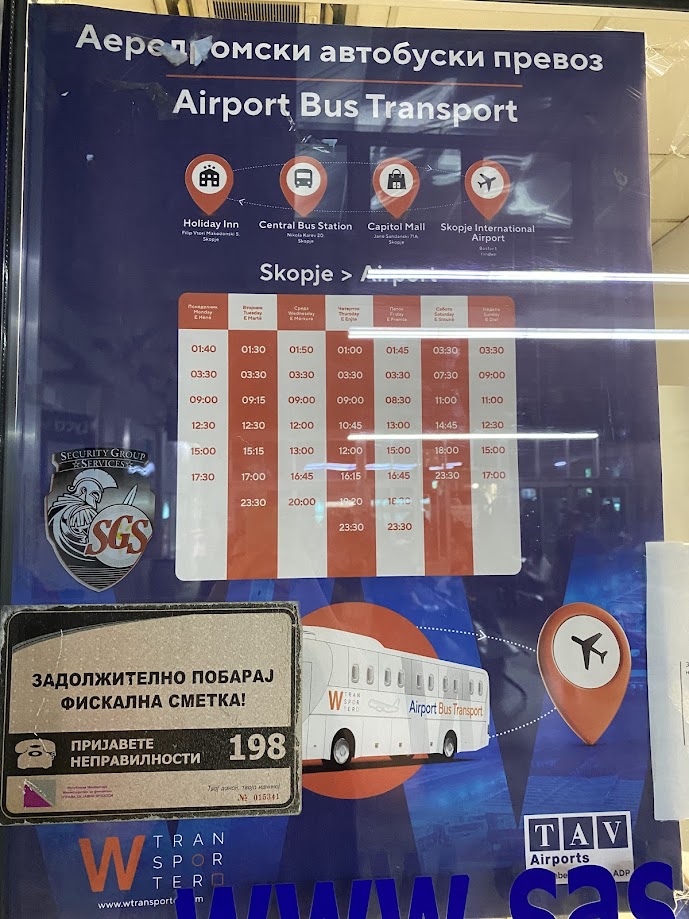 Letiště Skopje bus